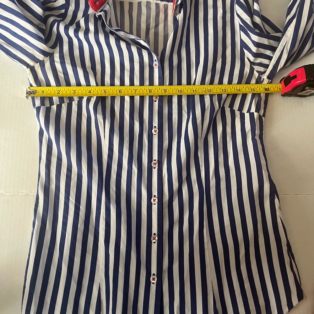 Striped Navy and White Men's Button-Down Shirt -Hawes & Curtis fitted - Picture 5 of 6